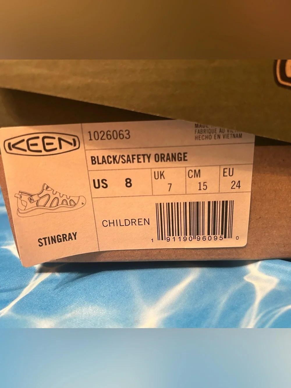 NIB KEEN Toddler Size 8 Black & Orange Water Sport Shoes Sandals Hook & Loop